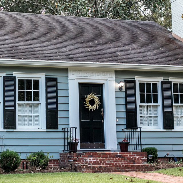 Blue House With Shutters Sq